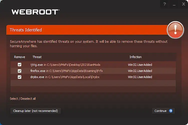 ویژگی های آنتی ویروس Webroot